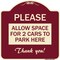 Signmission Please Allow Space for 2 Cars to Park Here Thank You! Heavy-Gauge Alum, 18" x 18", BU-1818-23298 A-DES-BU-1818-23298 - alternate 1